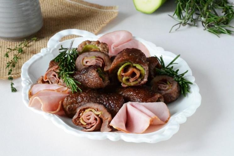Zucchini and Ham Stuffed Beef Rolls