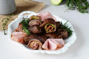 Zucchini and Ham Stuffed Beef Rolls