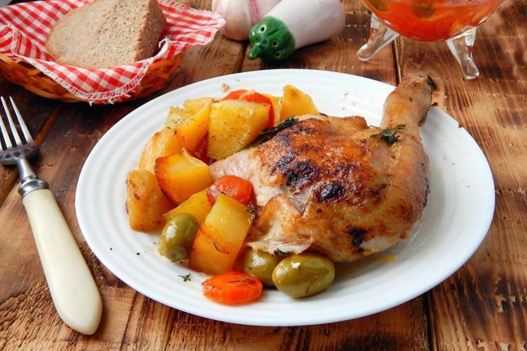 Oven-Baked Chicken and Potatoes Oven-Baked Chicken and Potatoes