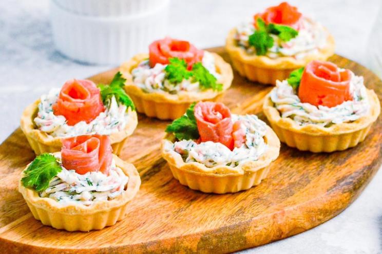 Curd Cheese and Red Fish Tartlets