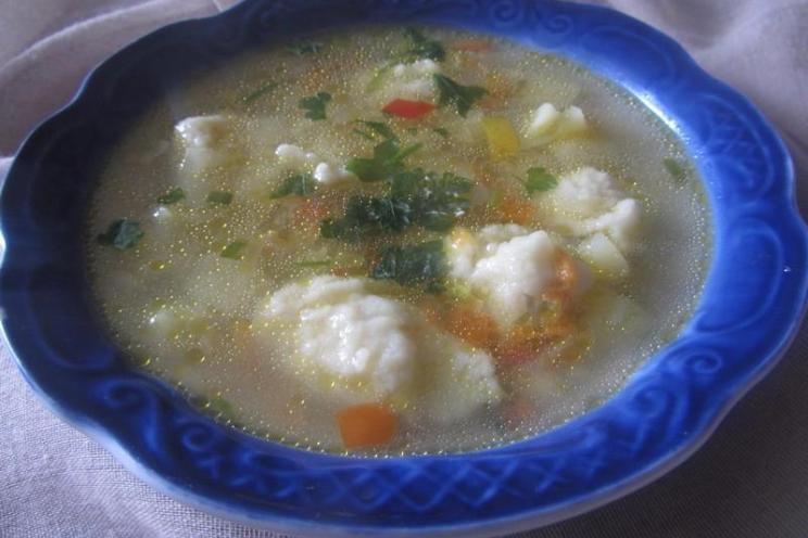 Hearty Pork Dumpling Soup with Potatoes and Peppers