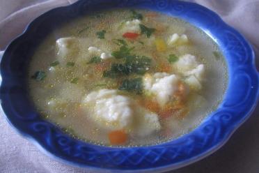 Hearty Pork Dumpling Soup with Potatoes and Peppers