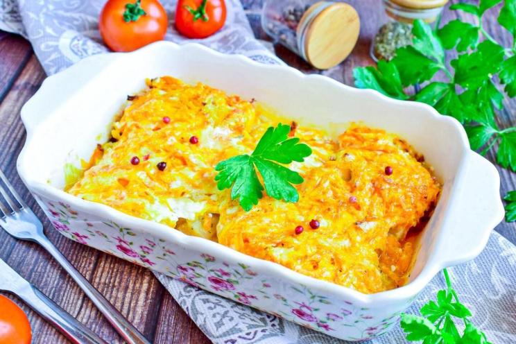 Baked Fish with Carrots and Creamy Mayonnaise
