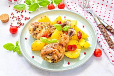 Roasted Chicken Legs with Potatoes