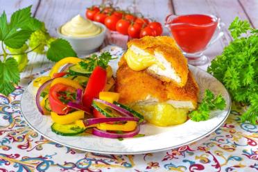 Cheesy Crispy Pan-Fried Chicken Breast