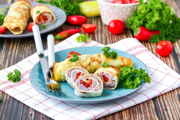 Oven-Baked Minced Meat Omelet Rolls