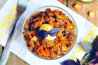 Beef Liver, Carrot & Onion Salad