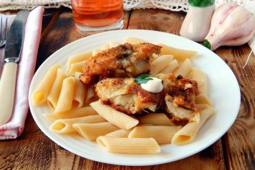 Breadcrumbed Pollock with Pasta
