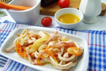 Healthy Squid Salad with Carrots and Onions