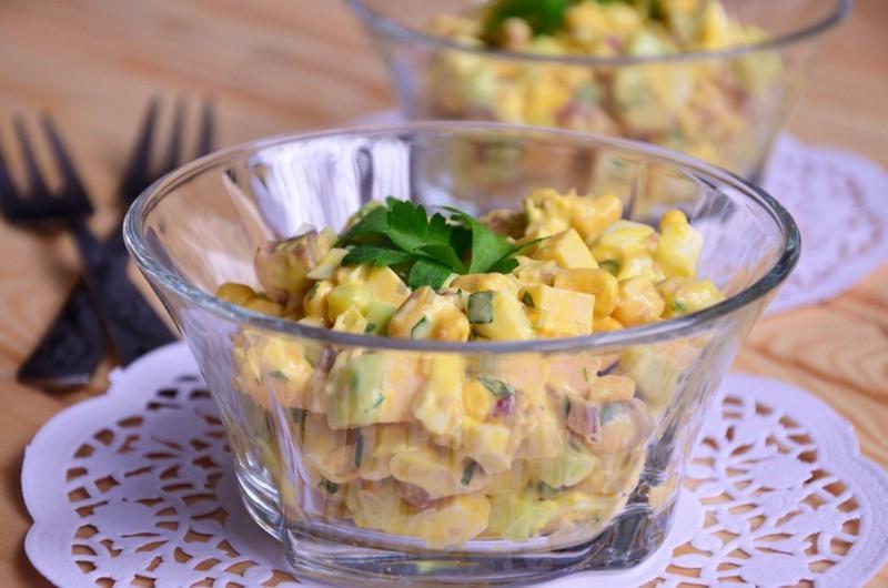 Cod Liver, Cheese, and Corn Salad