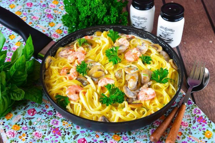 Creamy Shrimp & Mushroom Pasta