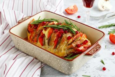 Baked Turkey with Mushroom and Cheese Stuffing