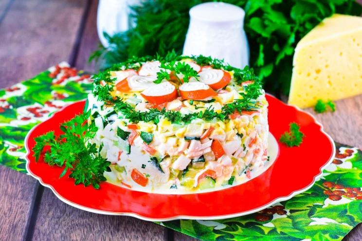 Quick Cucumber, Cheese & Crab Stick Salad