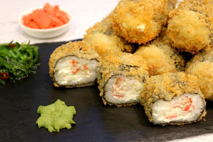 Homemade Tempura Sushi Rolls with Crab and Cream Cheese Homemade Tempura Sushi Rolls with Crab and Cream Cheese