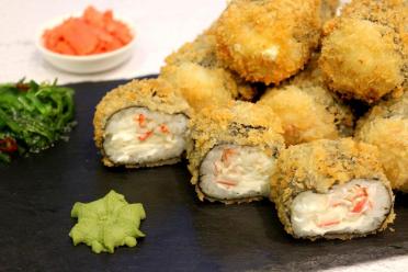 Homemade Tempura Sushi Rolls with Crab and Cream Cheese