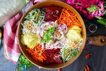 Festive Goat and Garden Salad with Meat and Chips