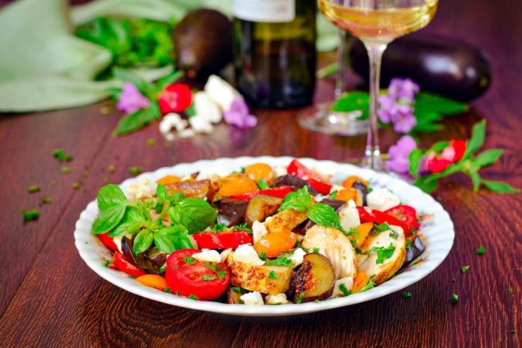 Chicken and Eggplant Warm Salad