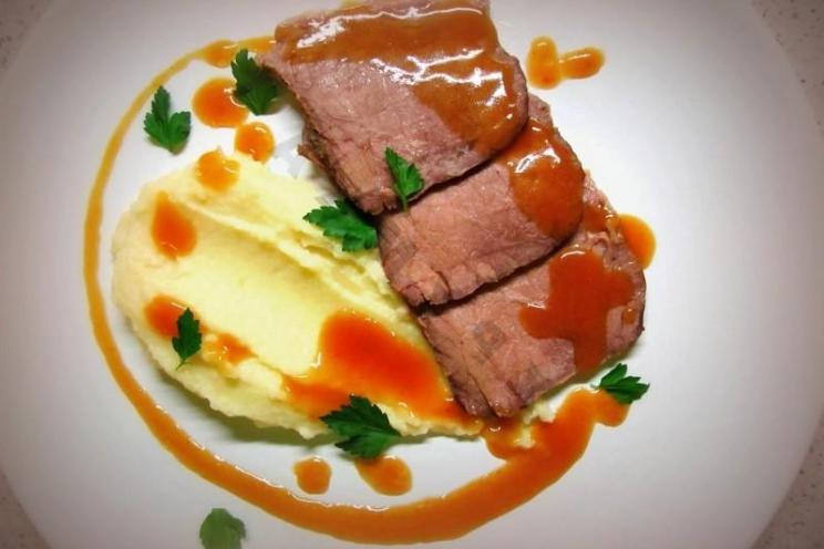 Holiday Roast Beef with Celery Root Puree