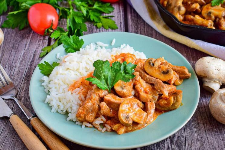Pork and Mushroom Stroganoff with Sour Cream