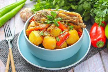 Savory Lamb and Potatoes in a Cauldron