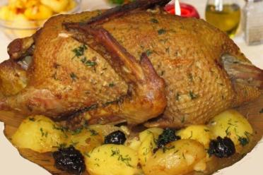 Baked Duck with Apples, Potatoes, Mustard, and Honey