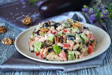 Sesame Walnut Eggplant Salad with Bell Peppers