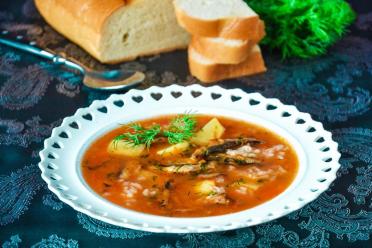 Tomato Sprat Soup with Potatoes and Rice