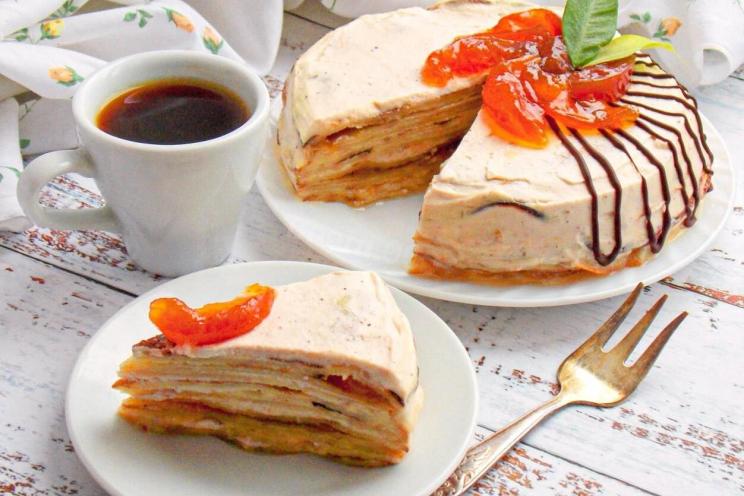 Delicious Pancake Cake with Sour Cream Delicious Pancake Cake with Sour Cream