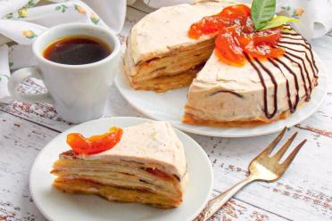 Delicious Pancake Cake with Sour Cream