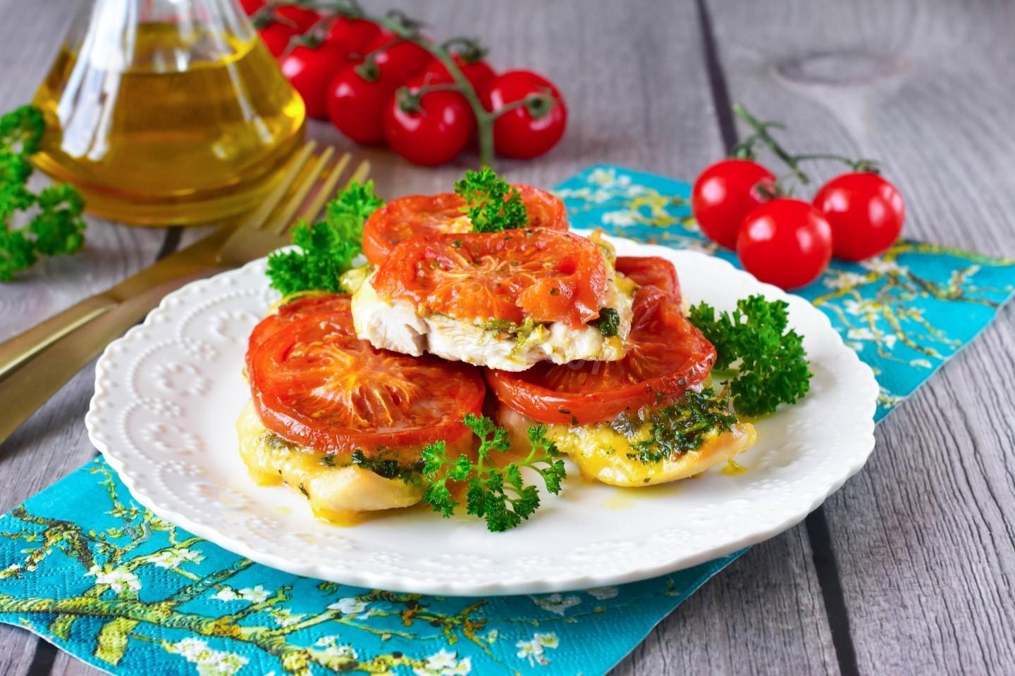 Oven-Baked Chicken Chop with Tomato and Cheese