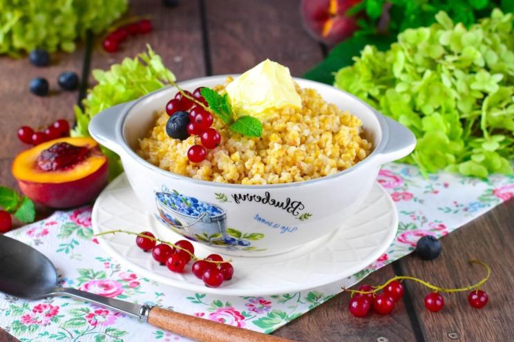 Hearty Wheat Porridge Cooked in a Saucepan Hearty Wheat Porridge Cooked in a Saucepan