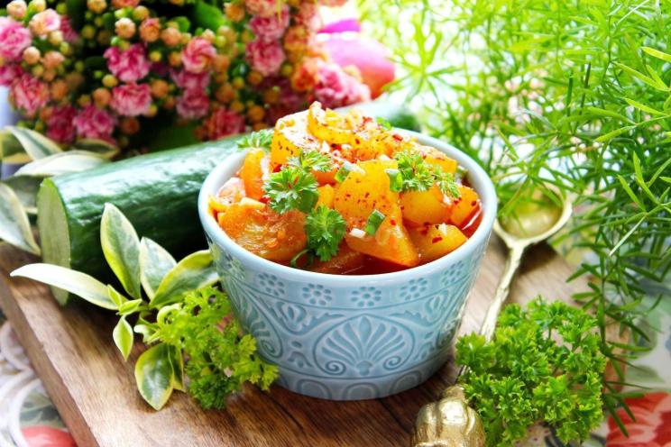 Flavorful Stewed Cucumbers in Tomato Sauce