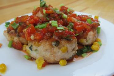 Turkey Cutlets with Zesty Corn Pepper Sauce