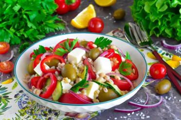Pearl Barley Greek Salad Delight