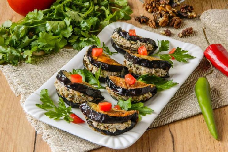 Georgian Spicy Eggplant & Garlic Appetizer