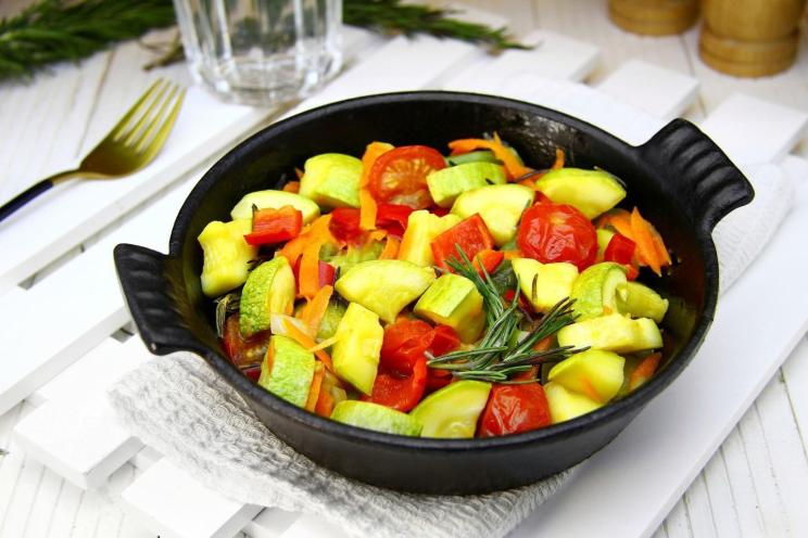 Pan-Stewed Zucchini with Veggies and Rosemary