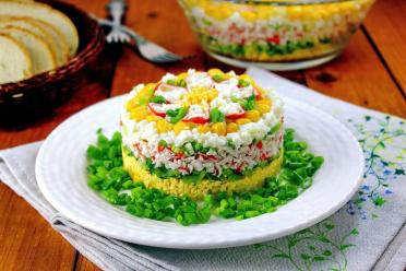 Crab Stick and Corn Layered Salad