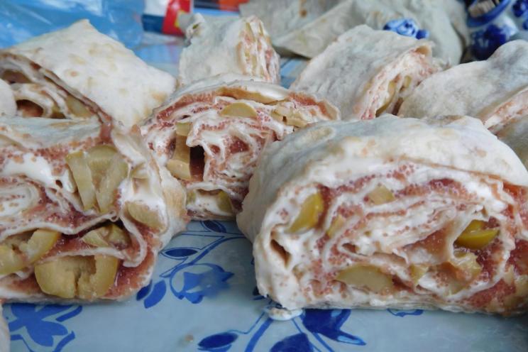 Creamy Caviar and Olive Lavash Rolls