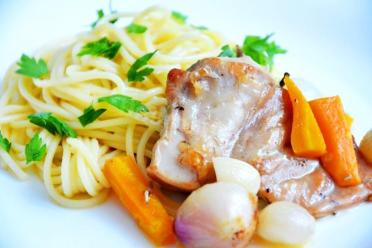 Wine-Herbed Rabbit Stew with Carrots and Onions