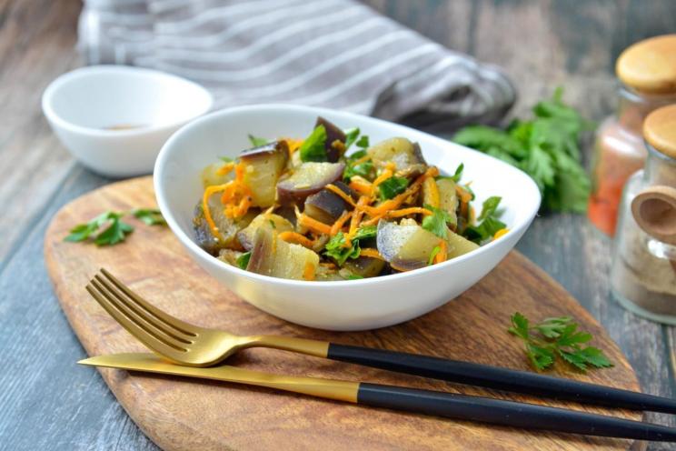 Spicy Korean Eggplant and Carrot Appetizer