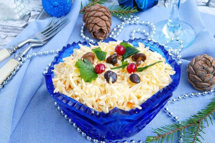 Cheese, Potato, Egg, and Mushroom Salad