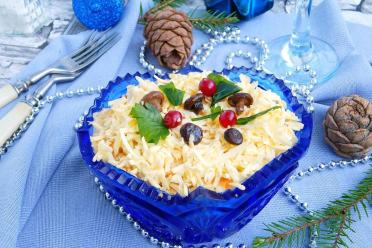 Cheese, Potato, Egg, and Mushroom Salad