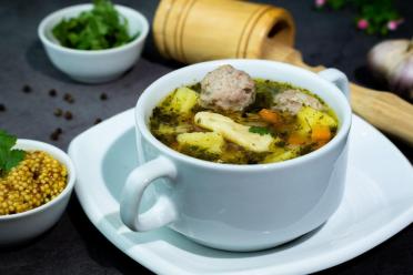 Hearty Meatball and Dumpling Soup