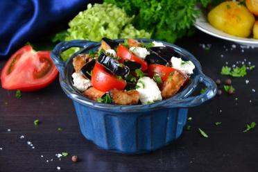 Eggplant, Tomato, and Cheese Warm Salad