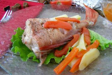Oven-Baked Sea Bass with Potatoes in Foil