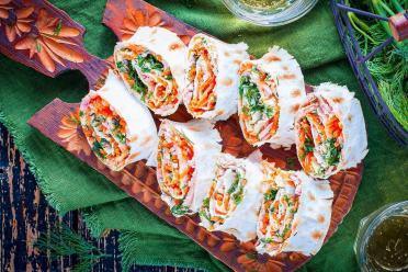 Quick & Tasty Lavash Roll with Korean Carrots
