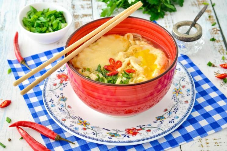 Elevated Instant Ramen with Poached Egg and Cheese