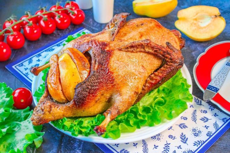 Oven-Baked Duck with Honeyed Quince