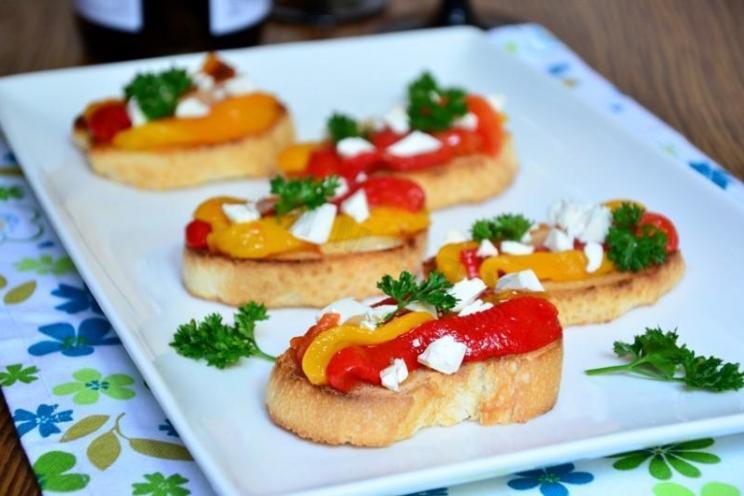 Quick and Delicious Feta and Pickled Pepper Bruschetta