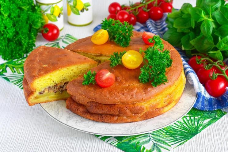Savory Saury and Potato Jellied Pie with Kefir